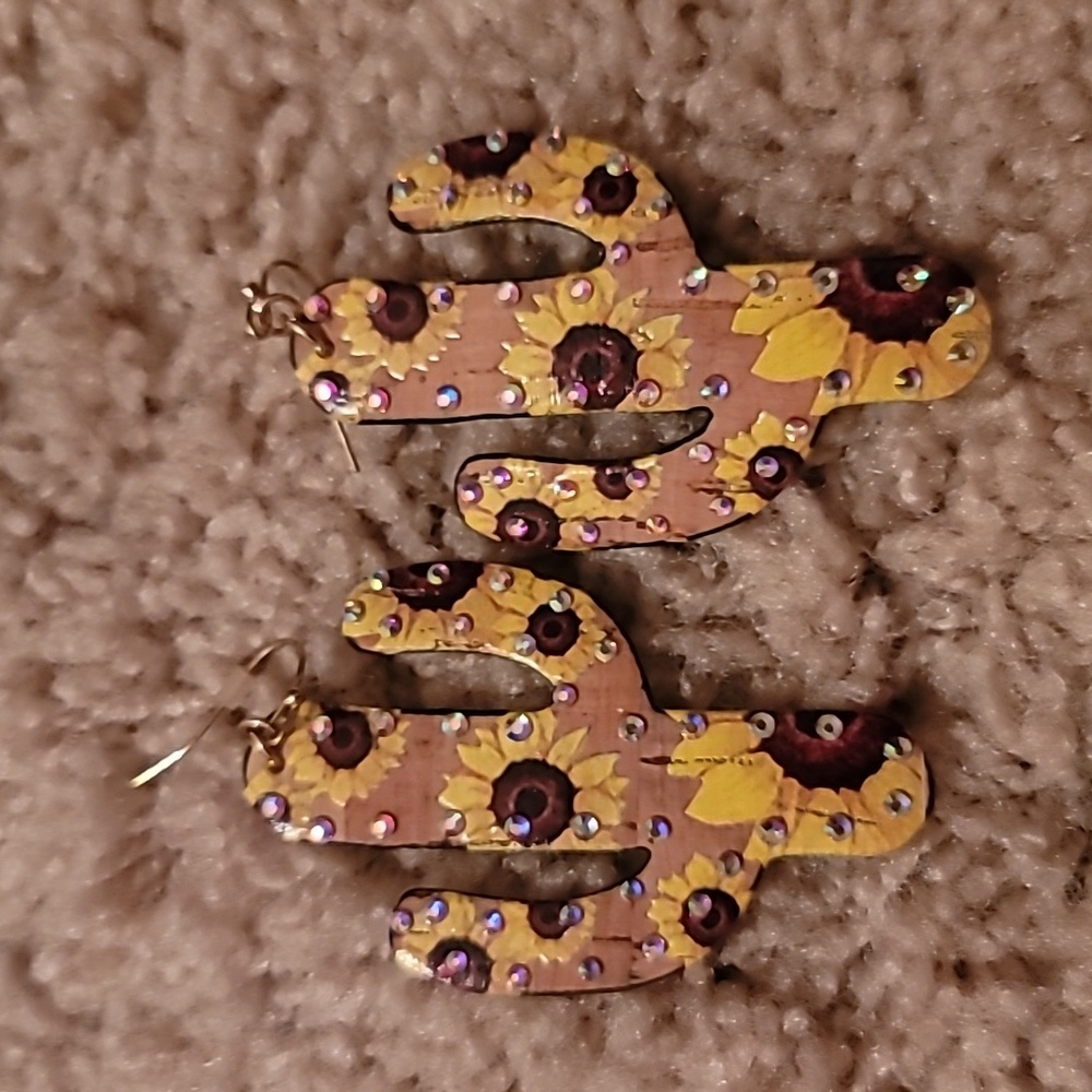 Sunflower cactus earrings